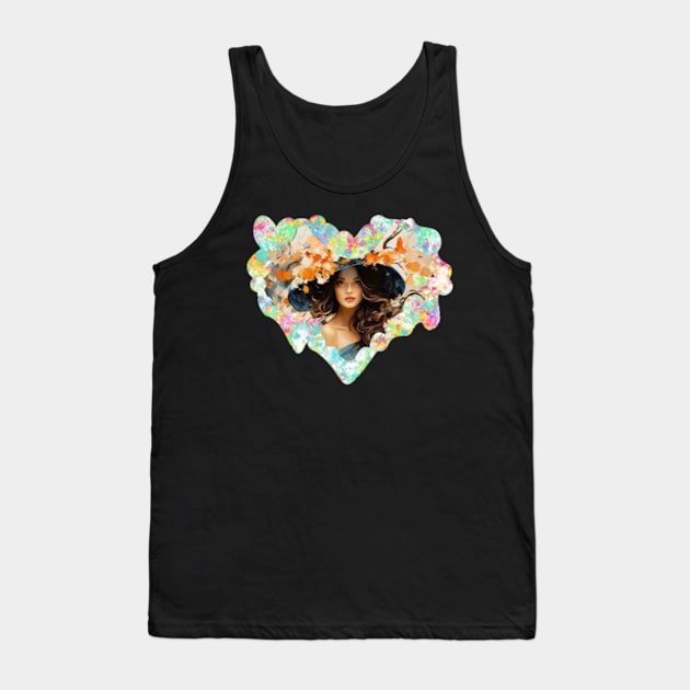 beautiful girl with flowers Tank Top by Ayesha